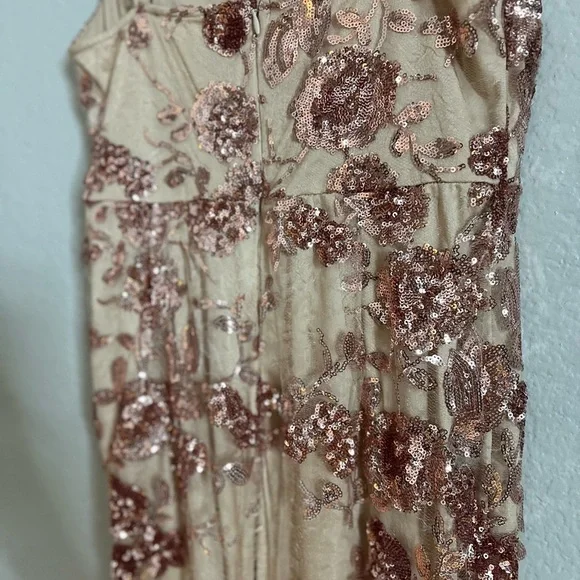 NWOT Shine Language Rose Gold Sequin Mermaid Maxi Dress - Picture 6 of 8